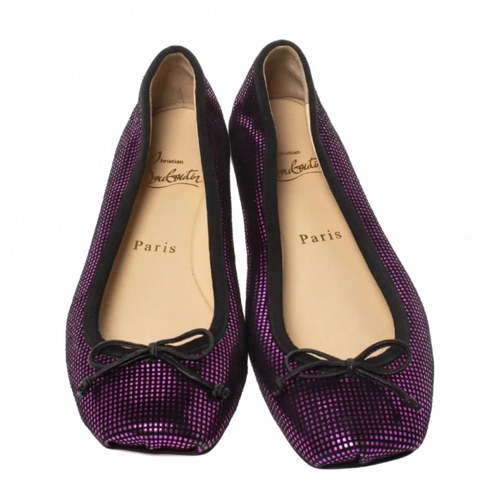 Christian Louboutin Purple Sequined Ballet Flats - Picture 2 of 5